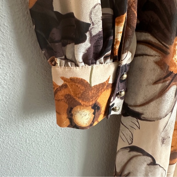 Baltic Born Floral Long Sleeve Dress - Cream and Brown - Picture 6 of 13